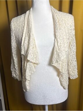 Vintage Forever 21 white Cream Lace Cardigan Sweater Blazer with open front